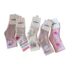 Pink striped cartoon socks for girls, pure cotton mid-calf socks for spring and summer, comfortable and breathable Item Picture